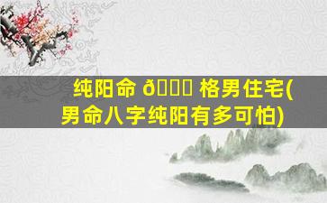 纯阳命 🐈 格男住宅(男命八字纯阳有多可怕)